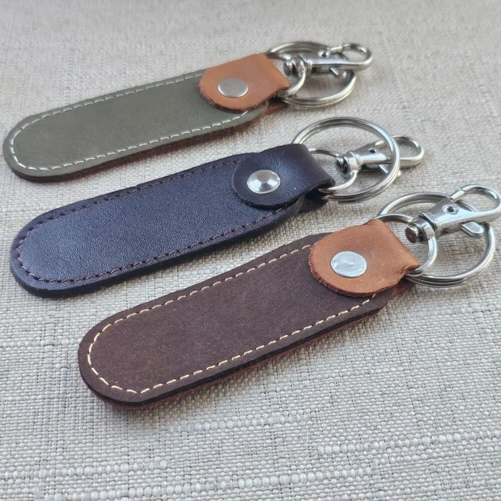 Keys Holder Genuine Leather Keychain Set of 3 Handmade Key Chain Keyrings New